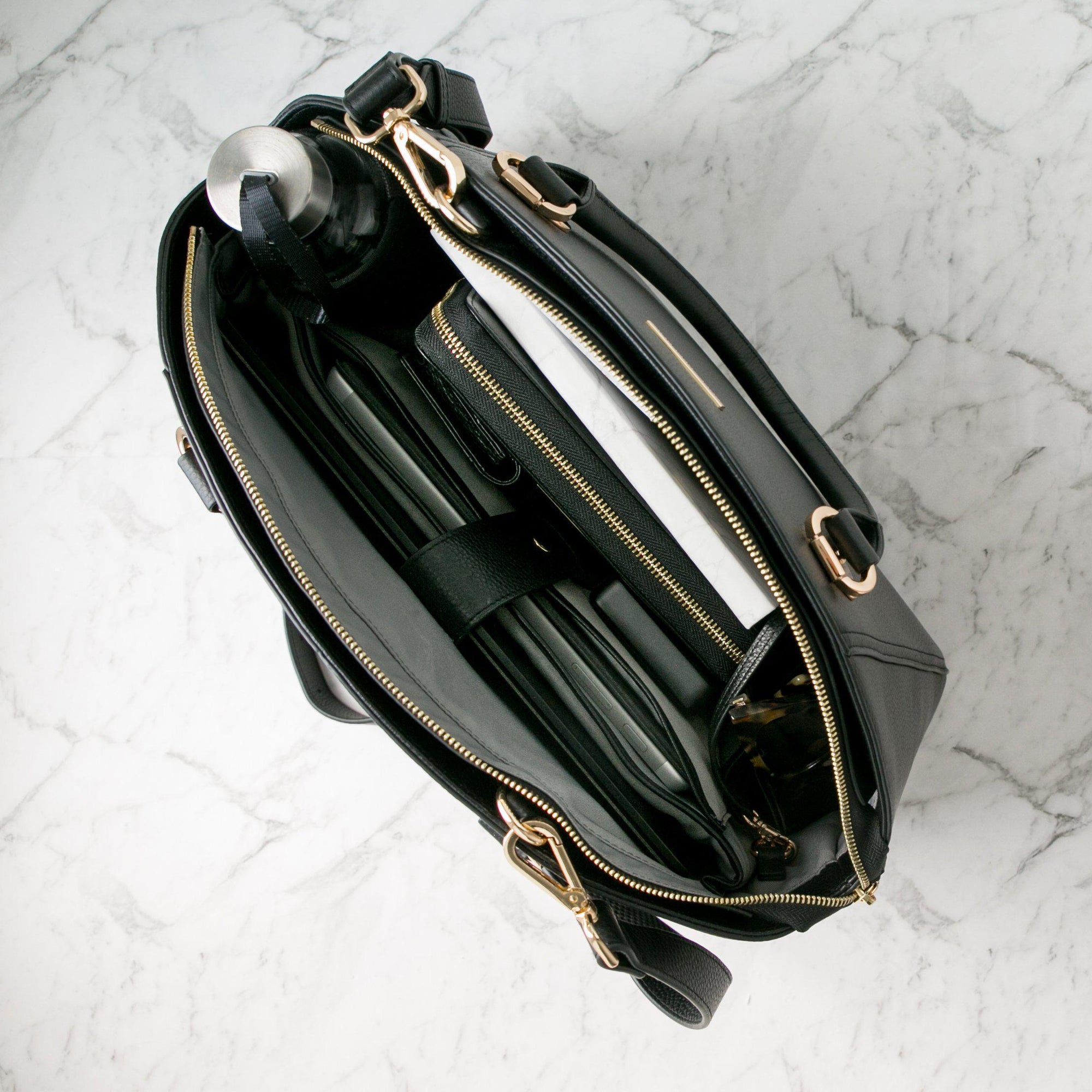 14" DANIELLE Designer Laptop Handbag | PEBBLE LEATHER | CHAMPAGNE GOLD by kanjibunny.com