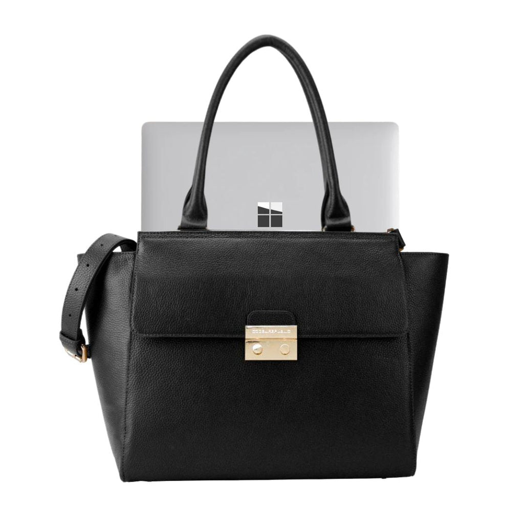 14" DANIELLE Designer Laptop Handbag | PEBBLE LEATHER | CHAMPAGNE GOLD by kanjibunny.com