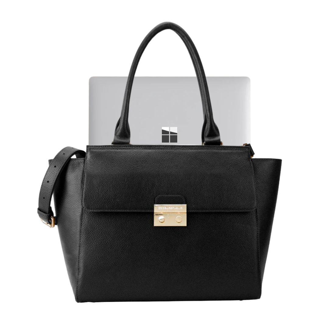 14" DANIELLE Designer Laptop Handbag | PEBBLE LEATHER | CHAMPAGNE GOLD by kanjibunny.com