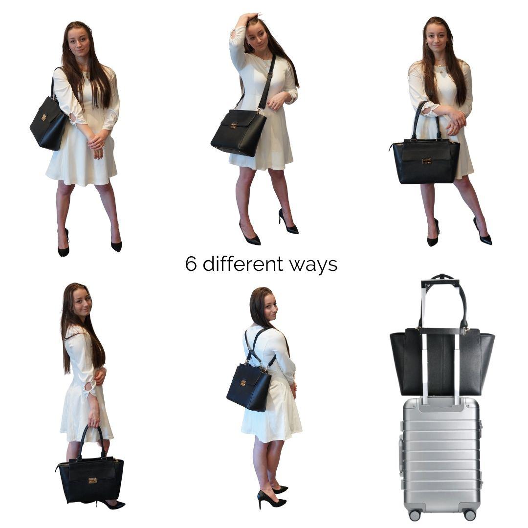14" DANIELLE Designer Laptop Handbag | PEBBLE LEATHER | CHAMPAGNE GOLD by kanjibunny.com