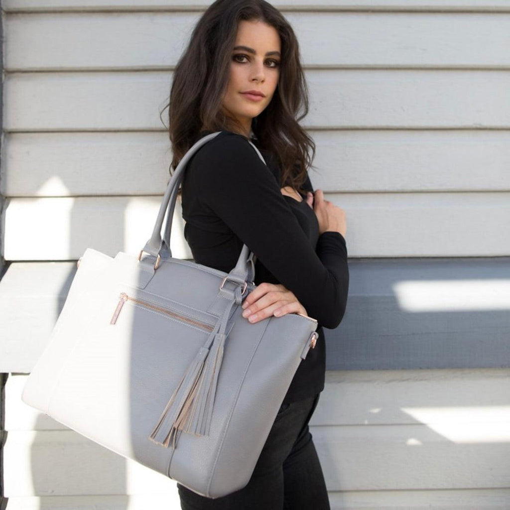 14" LISA DESIGNER LAPTOP HANDBAG | PEBBLE LEATHER | CHAMPAGNE GOLD | kanjibunny.com