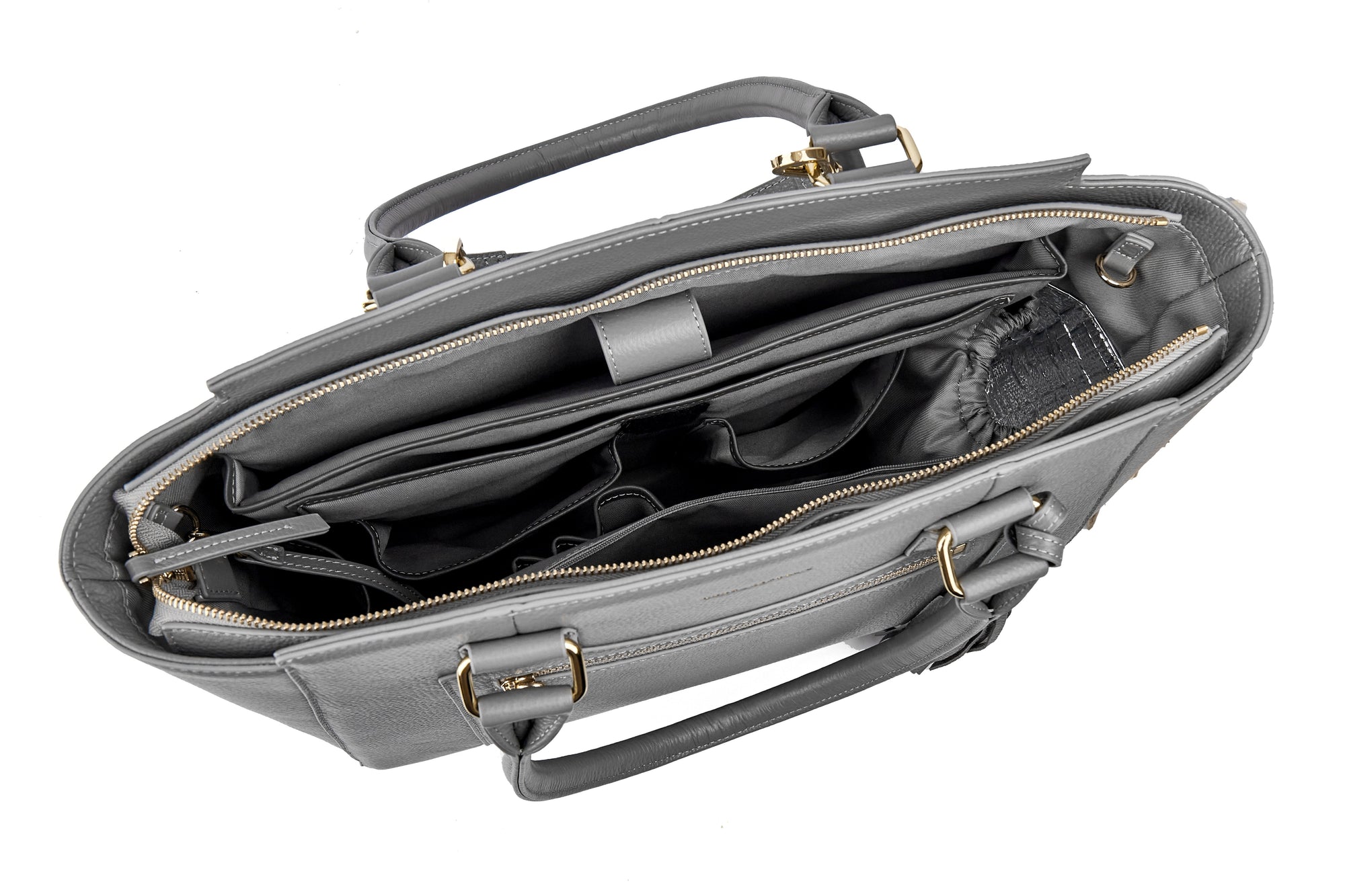 14" LISA DESIGNER LAPTOP HANDBAG | PEBBLE LEATHER | CHAMPAGNE GOLD | kanjibunny.com