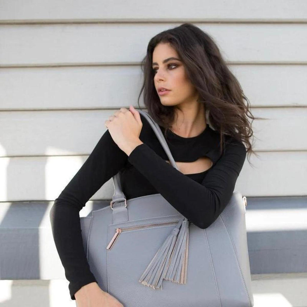 14" LISA DESIGNER LAPTOP HANDBAG | PEBBLE LEATHER | CHAMPAGNE GOLD | kanjibunny.com