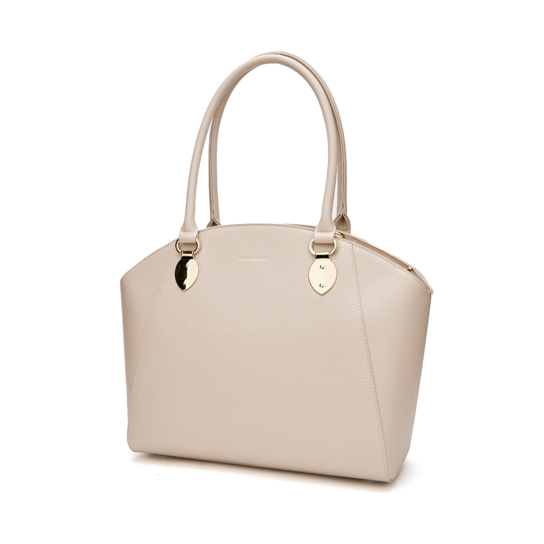 14" SAVANNAH DESIGNER LAPTOP HANDBAG | PEBBLE LEATHER | CHAMPAGNE GOLD | kanjibunny.com