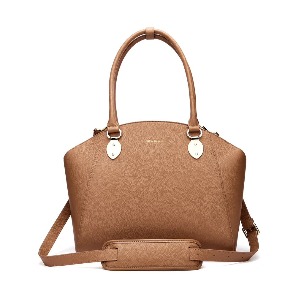 14" SAVANNAH DESIGNER LAPTOP HANDBAG | PEBBLE LEATHER | CHAMPAGNE GOLD | kanjibunny.com