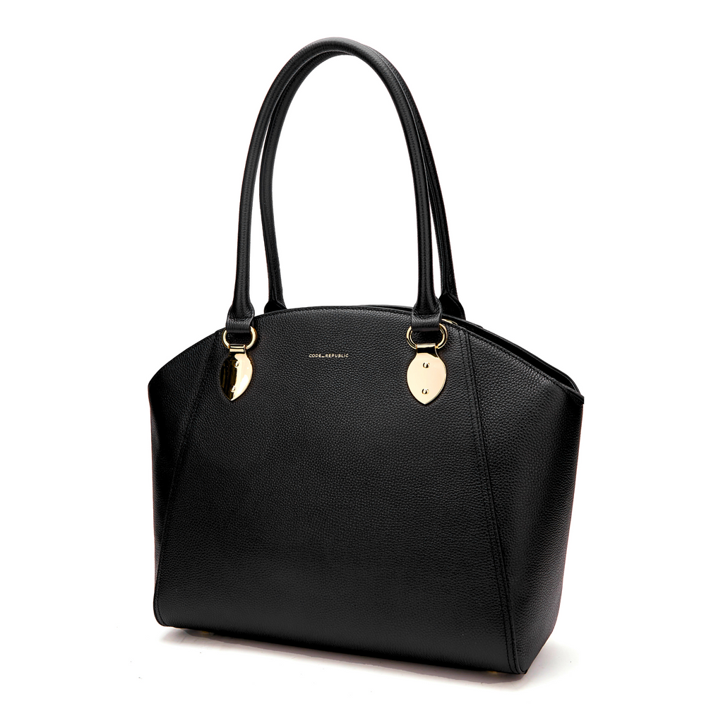 14" SAVANNAH DESIGNER LAPTOP HANDBAG | PEBBLE LEATHER | CHAMPAGNE GOLD | kanjibunny.com
