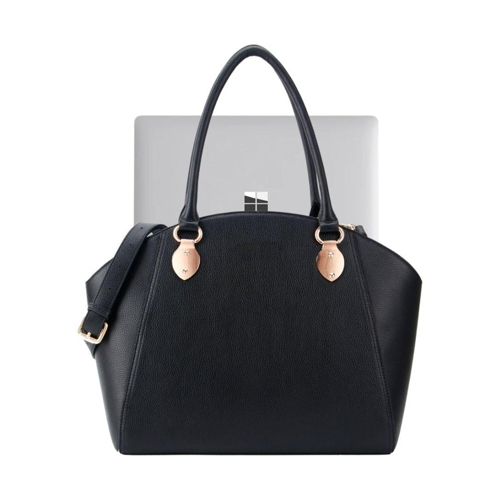14" SAVANNAH DESIGNER LAPTOP HANDBAG | PEBBLE LEATHER | CHAMPAGNE GOLD | kanjibunny.com