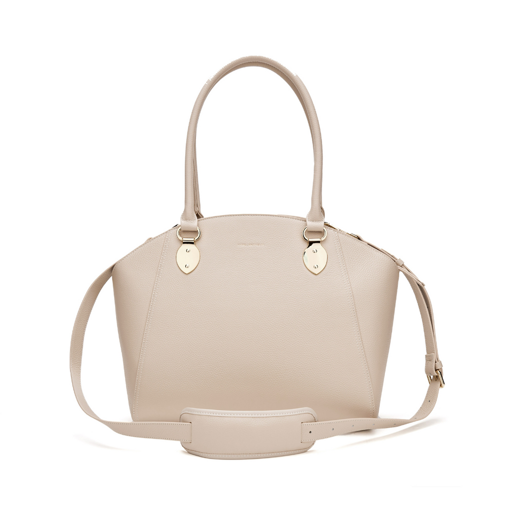14" SAVANNAH DESIGNER LAPTOP HANDBAG | PEBBLE LEATHER | CHAMPAGNE GOLD | kanjibunny.com