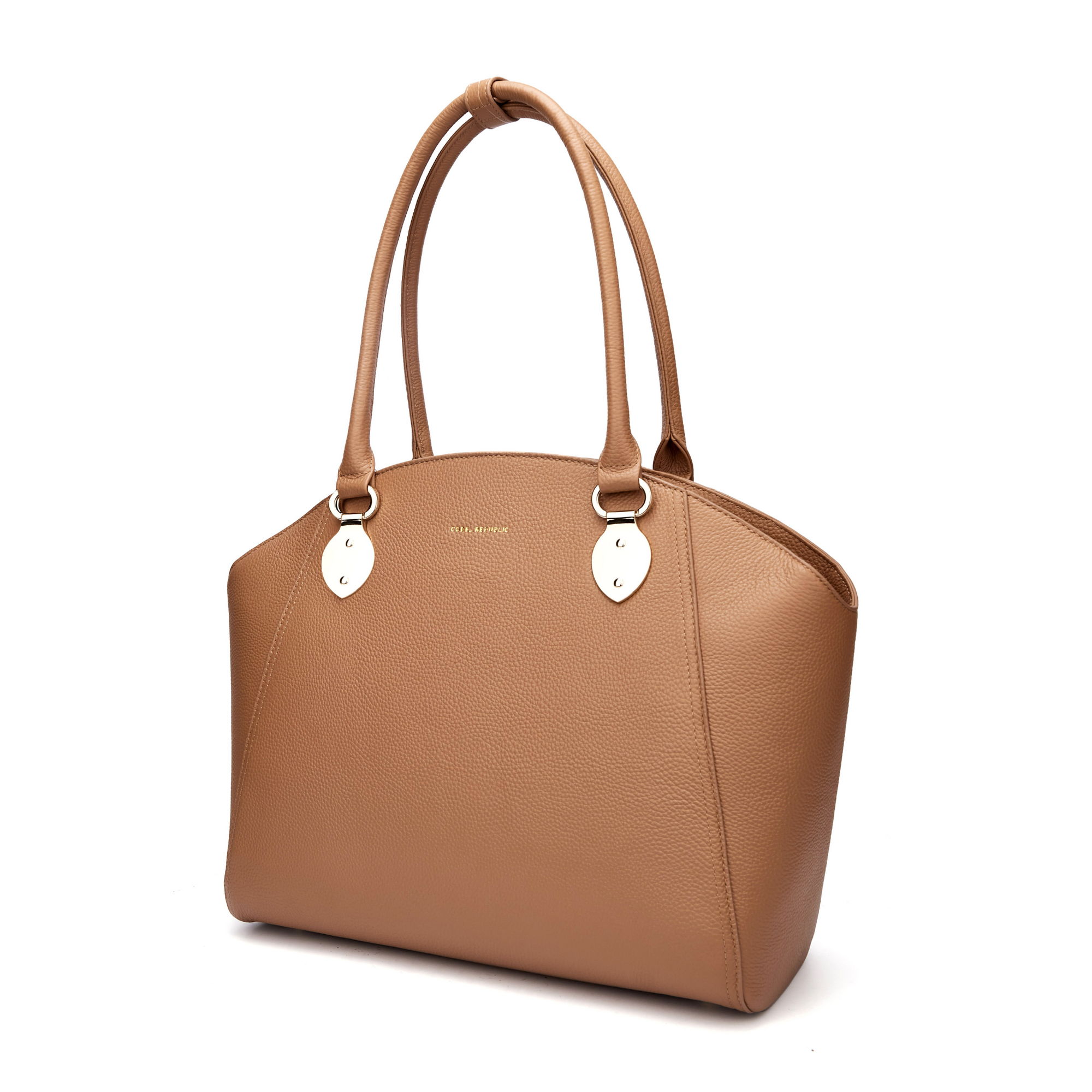 14" SAVANNAH DESIGNER LAPTOP HANDBAG | PEBBLE LEATHER | CHAMPAGNE GOLD | kanjibunny.com