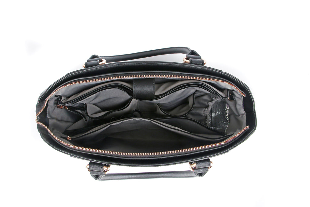 KANJIBUNNY.COM SAVANNAH DESIGNER LAPTOP HANDBAG | BLACK LEATHER | [LIMITED EDITION BUNDLE]