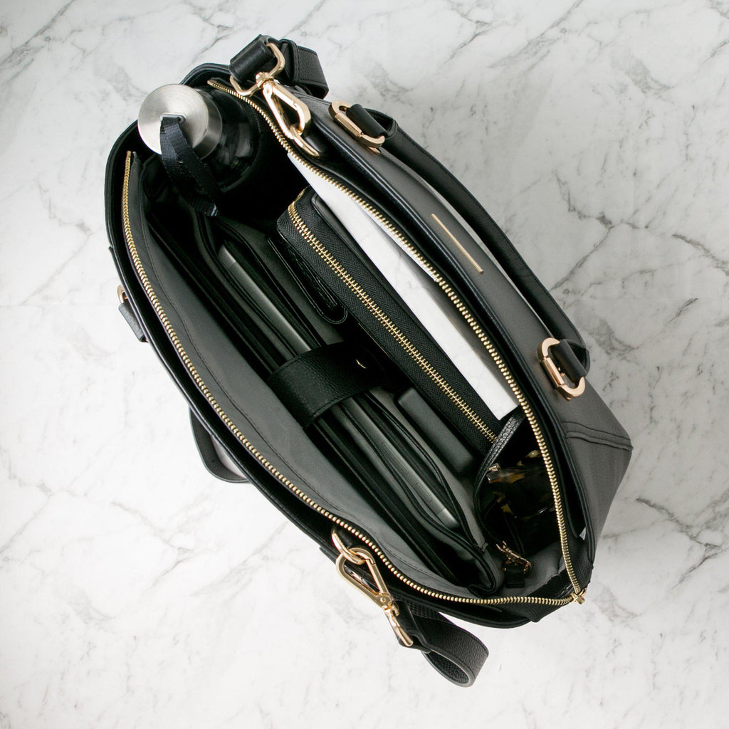 KANJIBUNNY.COM SAVANNAH DESIGNER LAPTOP HANDBAG | BLACK LEATHER | [LIMITED EDITION BUNDLE]