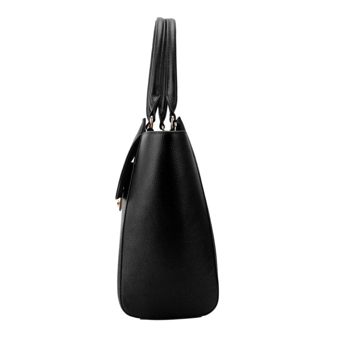 KANJIBUNNY.COM SAVANNAH DESIGNER LAPTOP HANDBAG | BLACK LEATHER | [LIMITED EDITION BUNDLE]