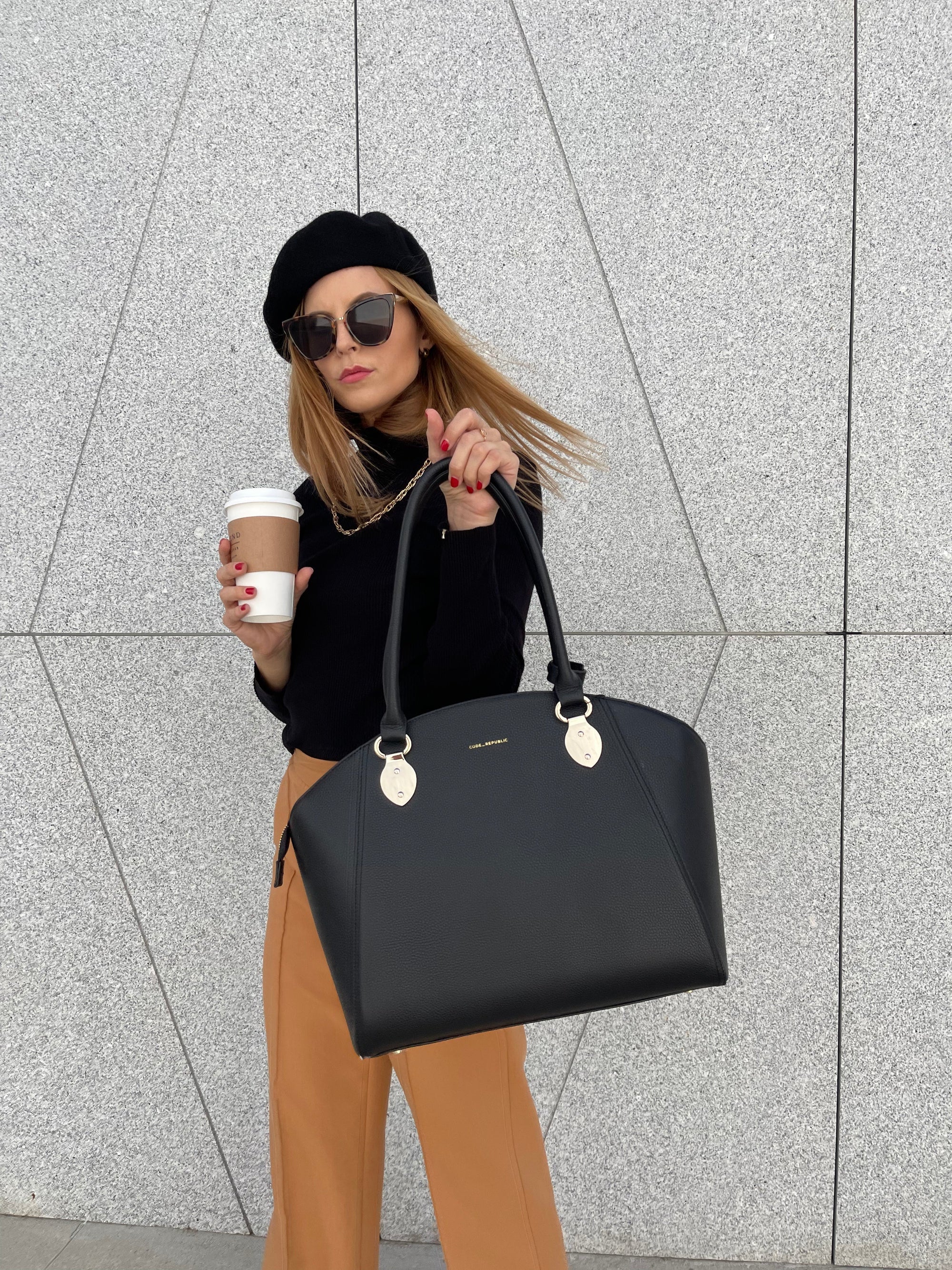 KANJIBUNNY.COM SAVANNAH DESIGNER LAPTOP HANDBAG | BLACK LEATHER | [LIMITED EDITION BUNDLE]