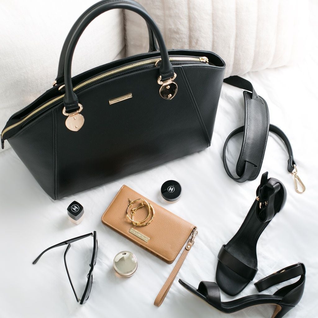 KANJIBUNNY.COM SAVANNAH DESIGNER LAPTOP HANDBAG | BLACK LEATHER | [LIMITED EDITION BUNDLE]